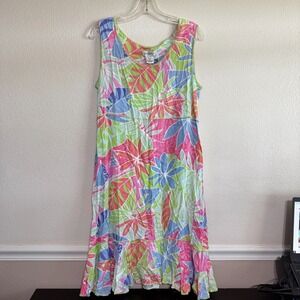 Paradiso Tank Dress Women's Medium‎ Tropical Print Drop Waist Ruffle Summer